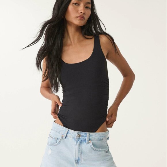 ZARA — Ruched Polyamide Bodysuit - Size M – New with Tags – Black - Picture 2 of 15